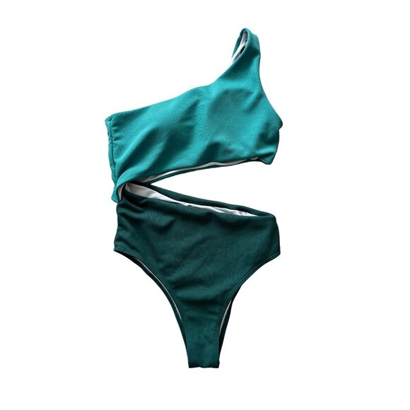 TEAL Green Cutout One Piece Bathing Suit Size Large New without tags - Picture 2 of 6